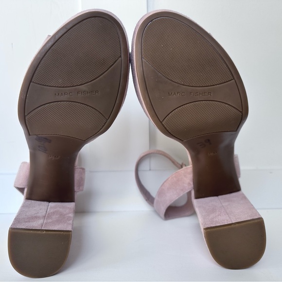 Marc Fisher Meliza Platform Block Heel Sandal Suede Blush Pink - Size 9 - Picture 5 of 10